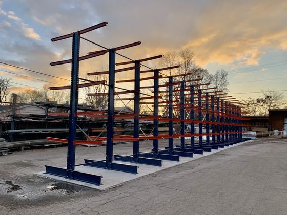 Outdoor cantilever racking installation