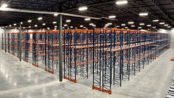 Panoramic view of a new pallet racking installation